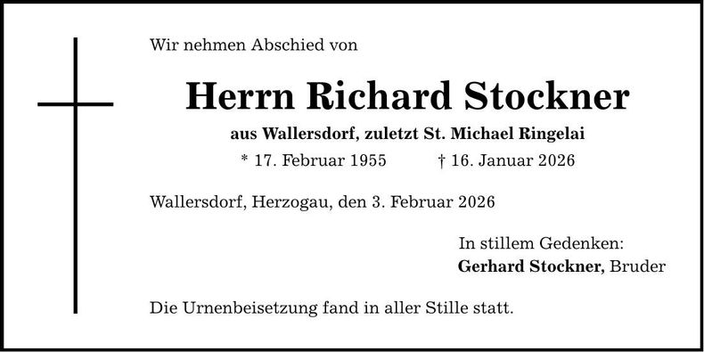 Traueranzeige Richard Stockner