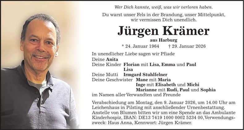 Traueranzeige Jürgen Krämer