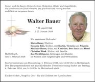 Traueranzeige Walter Bauer