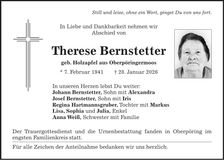 Traueranzeige Therese Bernstetter