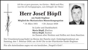Traueranzeige Josef Höpfl