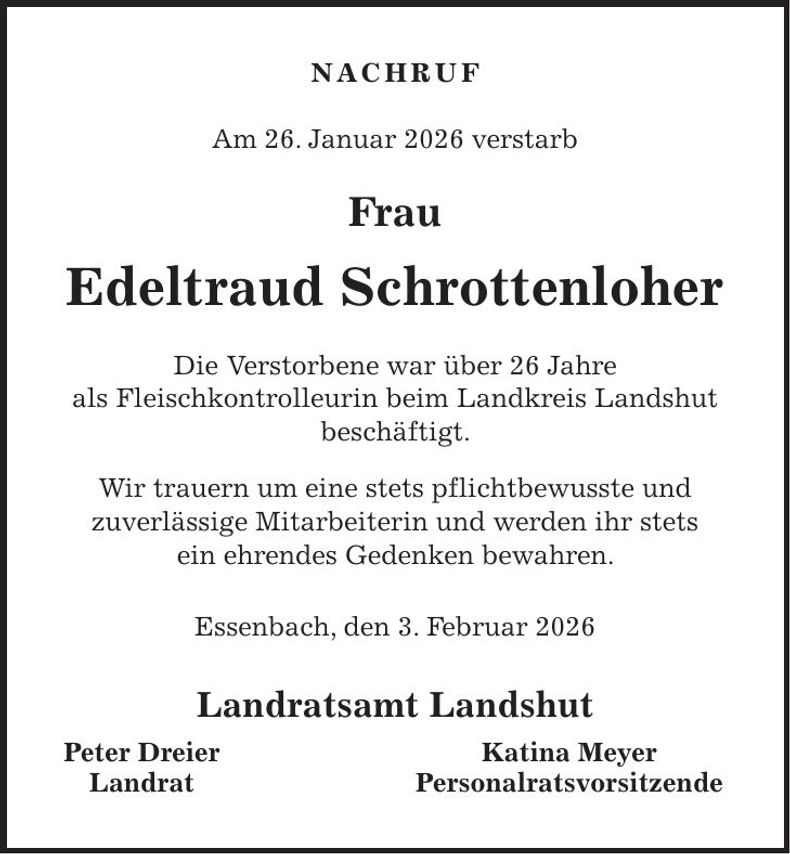 Traueranzeige Edeltraud Schrottenloher