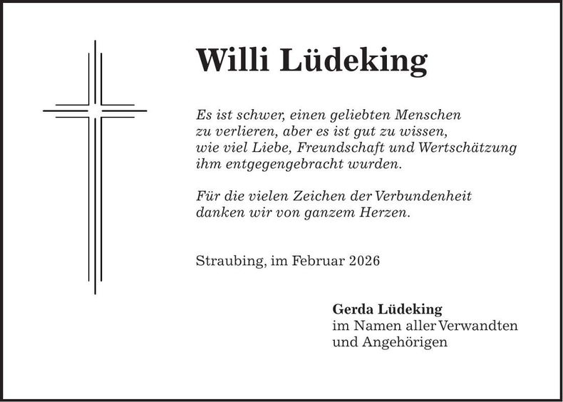 Traueranzeige Willi Lüdeking