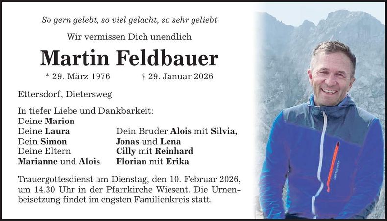 Traueranzeige Martin Feldbauer