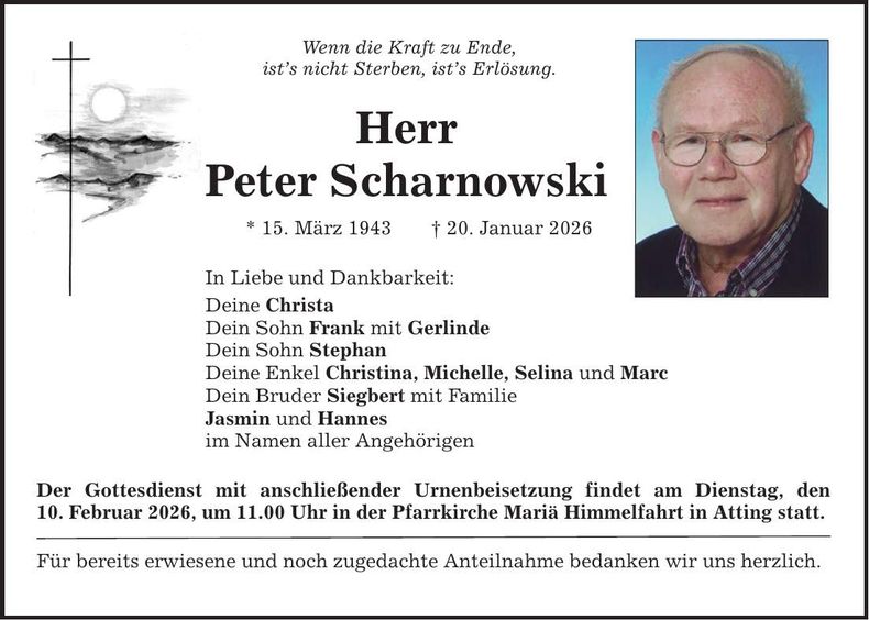 Traueranzeige Peter Scharnowski
