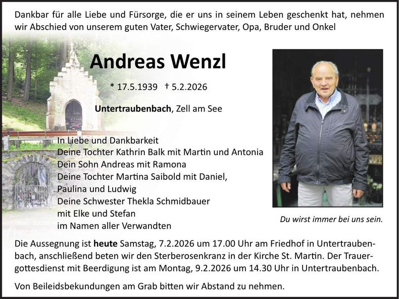 Traueranzeige Andreas Wenzl