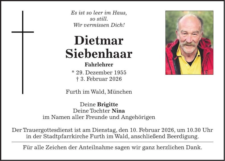 Traueranzeige Dietmar Siebenhaar