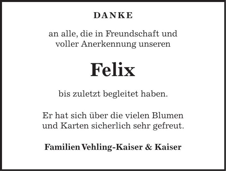 Traueranzeige Felix Kaiser
