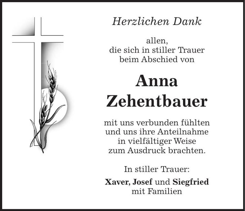 Traueranzeige Anna Zehentbauer
