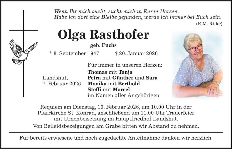 Traueranzeige Olga Rasthofer