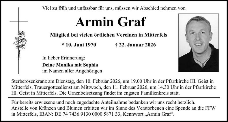Traueranzeige Armin Graf