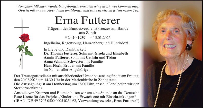 Traueranzeige Erna Futterer