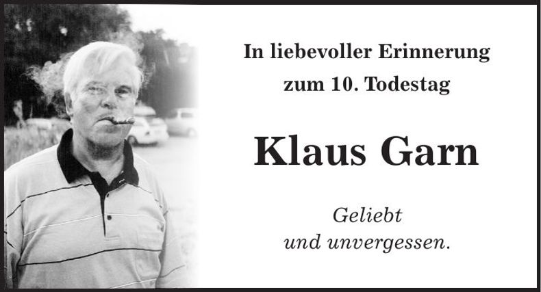 Traueranzeige Klaus Garn