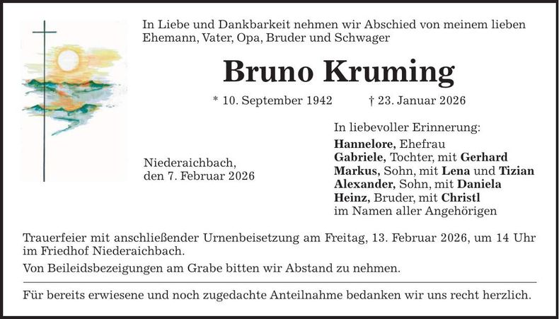 Traueranzeige Bruno Kruming