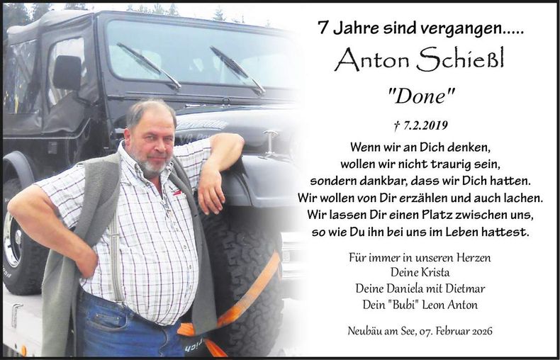 Traueranzeige Anton Schießl