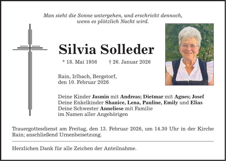 Traueranzeige Jasmin Solleder