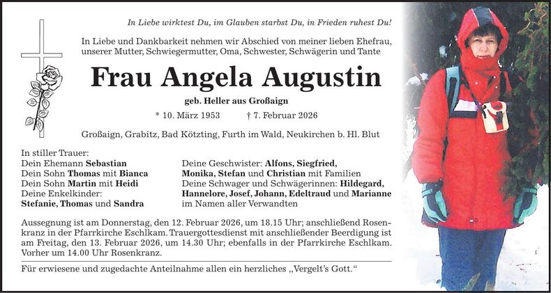 Traueranzeige Angela Augustin