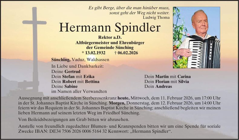 Traueranzeige Hermann Spindler