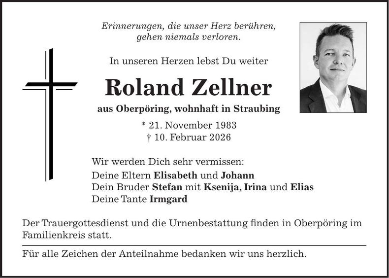 Traueranzeige Roland Zellner