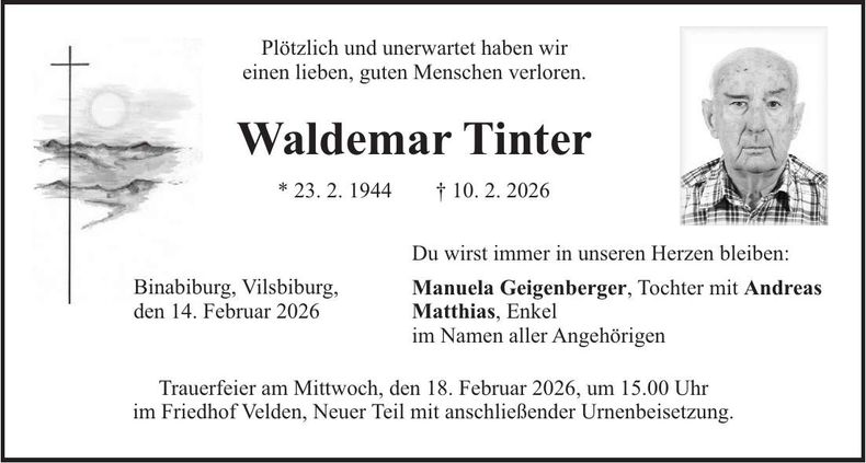 Traueranzeige Waldemar Tinter