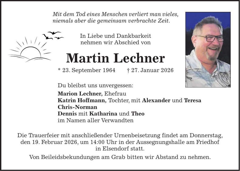 Traueranzeige Martin Lechner