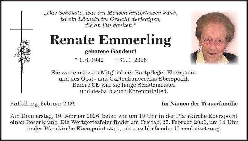 Traueranzeige Renate Emmerling
