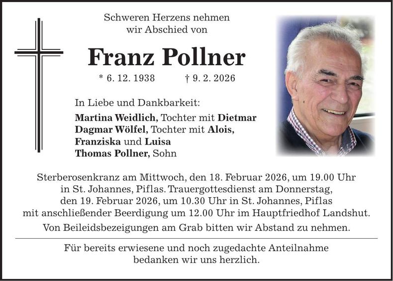 Traueranzeige Franz Pollner