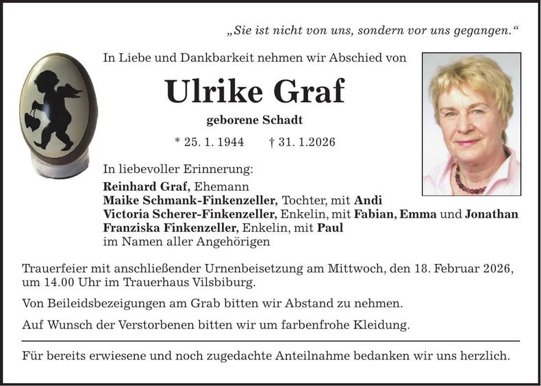 Traueranzeige Ulrike Graf