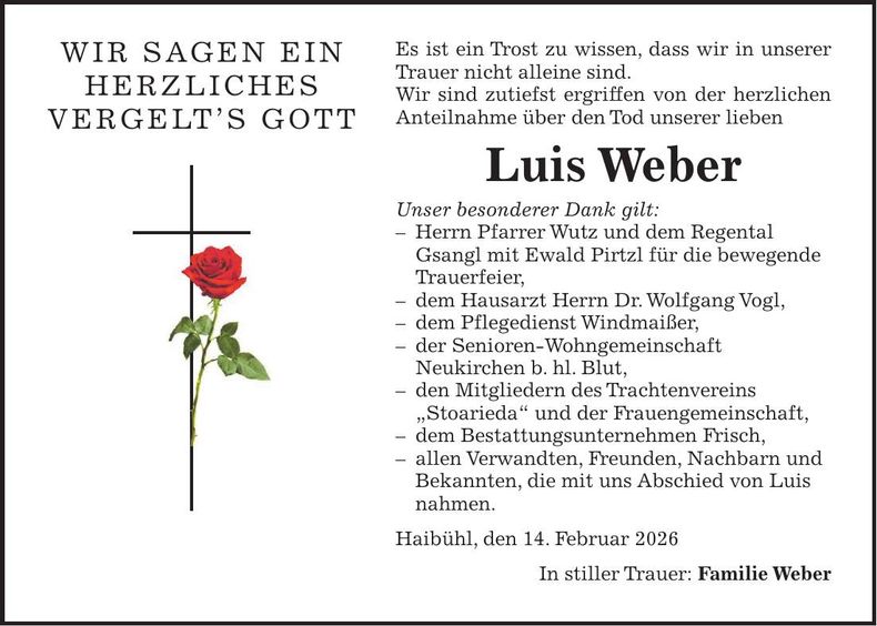 Traueranzeige Luis Weber