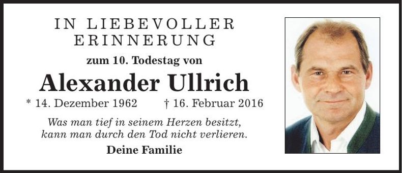 Traueranzeige Alexander Ullrich