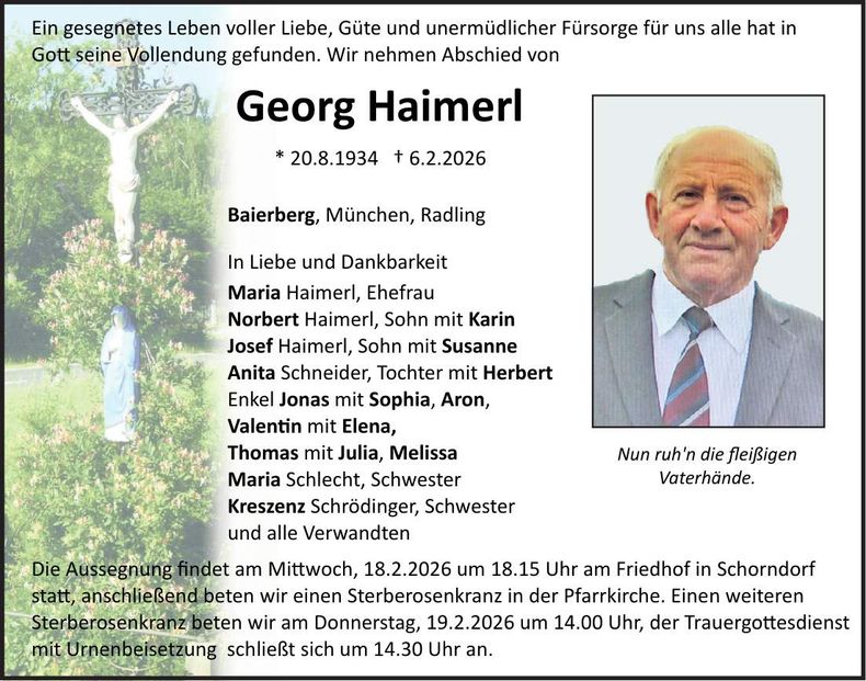 Traueranzeige Georg Haimerl
