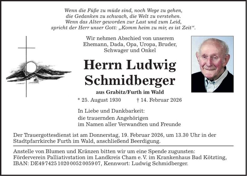 Traueranzeige Ludwig Schmidberger