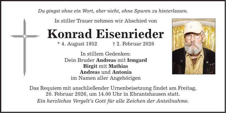 Traueranzeige Konrad Eisenrieder