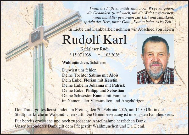 Traueranzeige Rudolf Karl