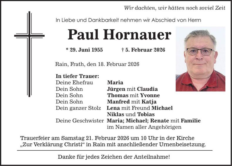 Traueranzeige Paul Hornauer