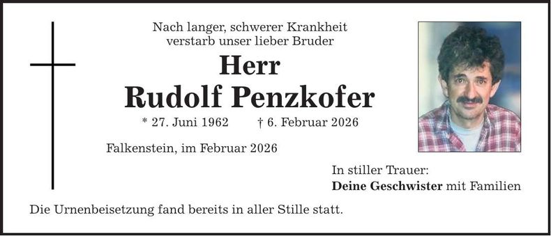 Traueranzeige Rudolf Penzkofer