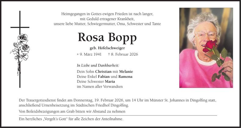 Traueranzeige Rosa Bopp