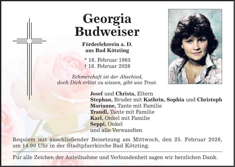 Traueranzeige Georgia Budweiser