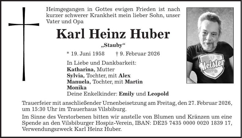 Traueranzeige Karl Heinz Huber