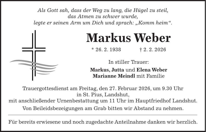 Traueranzeige Markus Weber