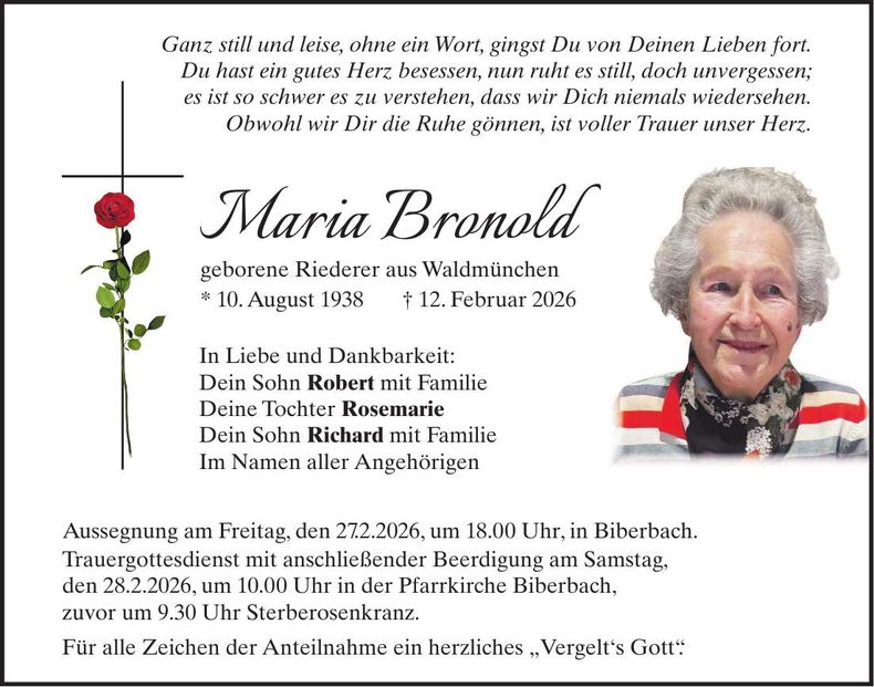 Traueranzeige Maria Bronold