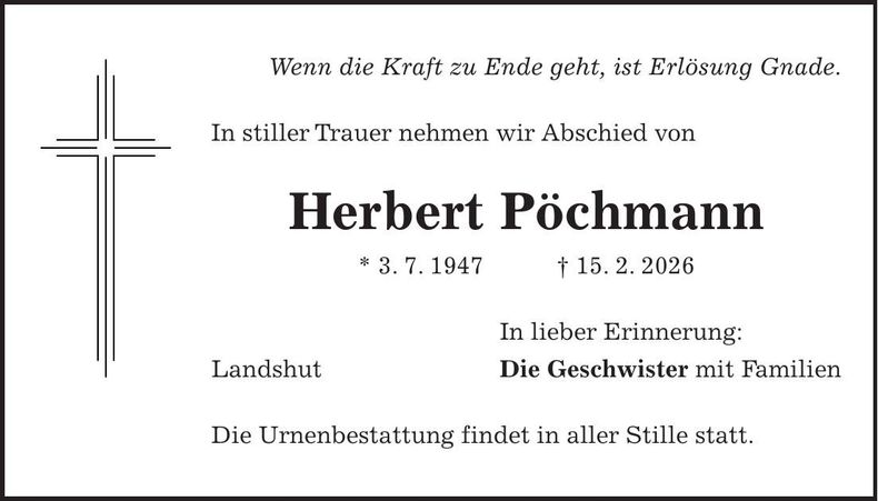 Traueranzeige Herbert Pöchmann