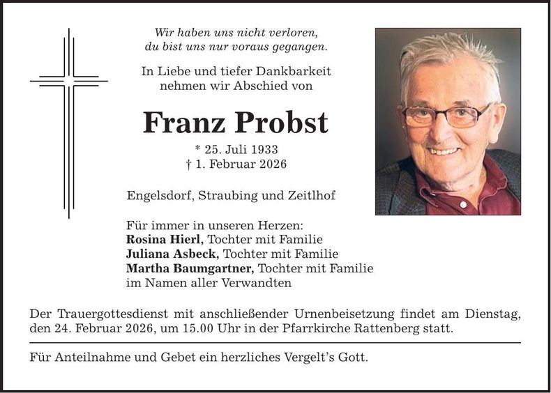 Traueranzeige Franz Probst