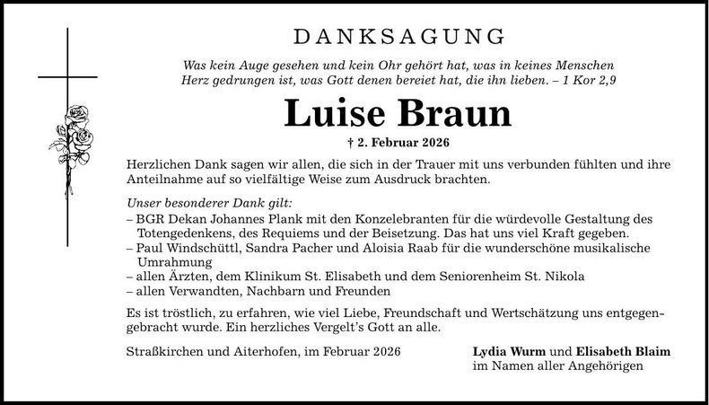 Traueranzeige Luise Braun
