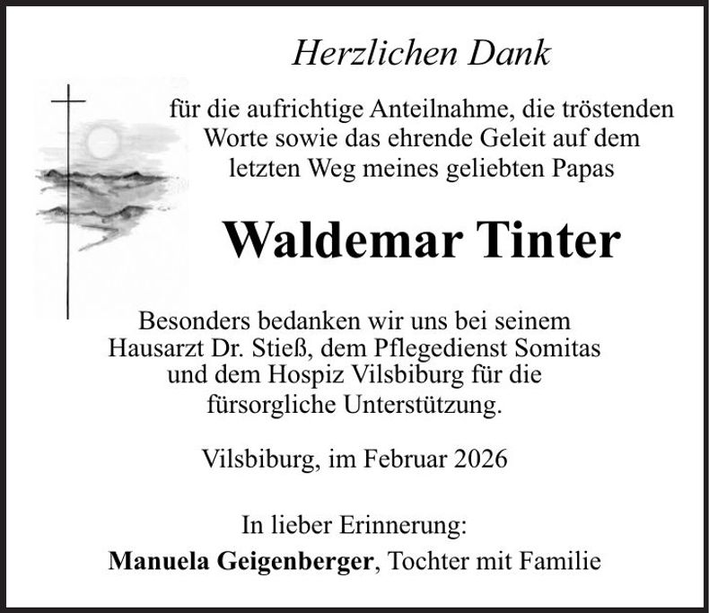 Traueranzeige Waldemar Tinter