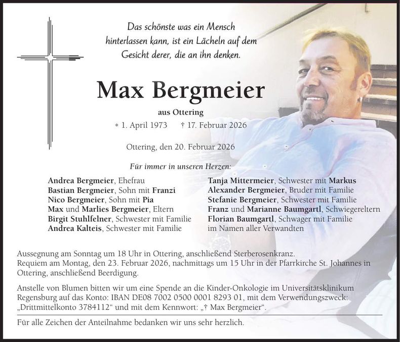 Traueranzeige Max Bergmeier