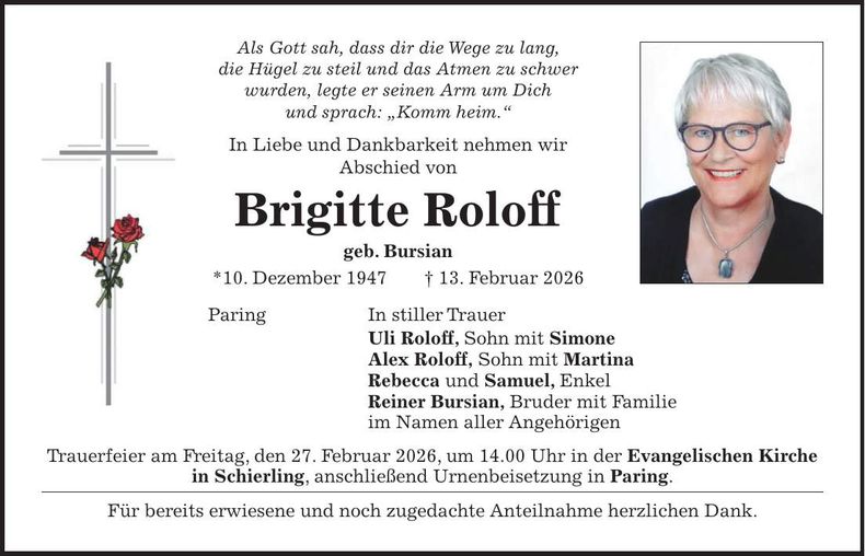 Traueranzeige Brigitte Roloff