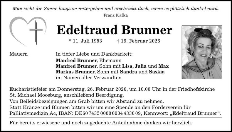 Traueranzeige Edeltraud Brunner