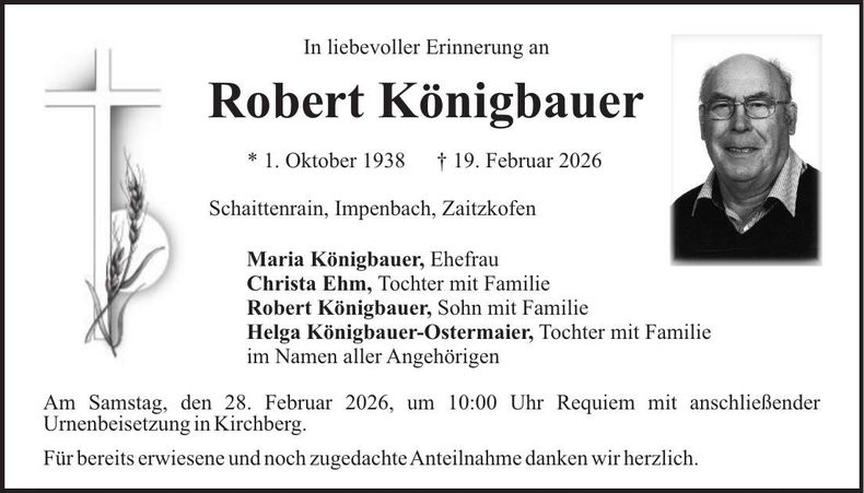 Traueranzeige Robert Königbauer