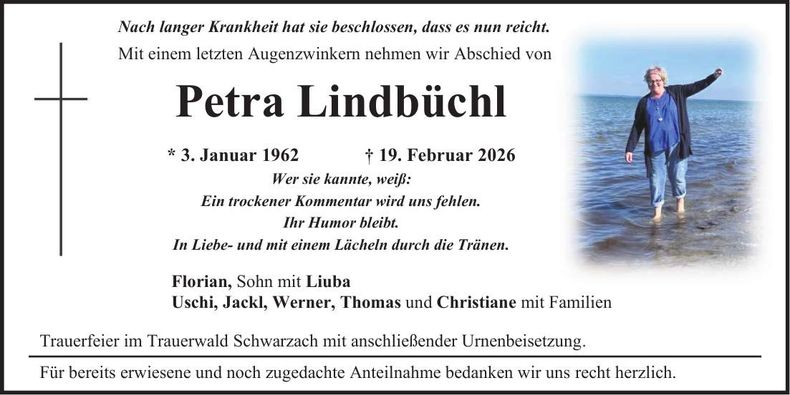 Traueranzeige Petra Lindbüchl